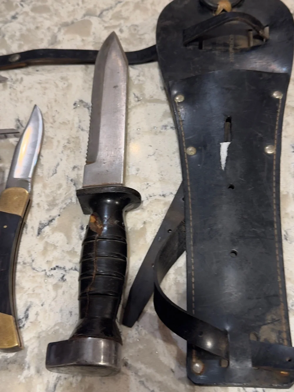 Black Leather Survival Knife with Sheath - Unbranded 3 knives